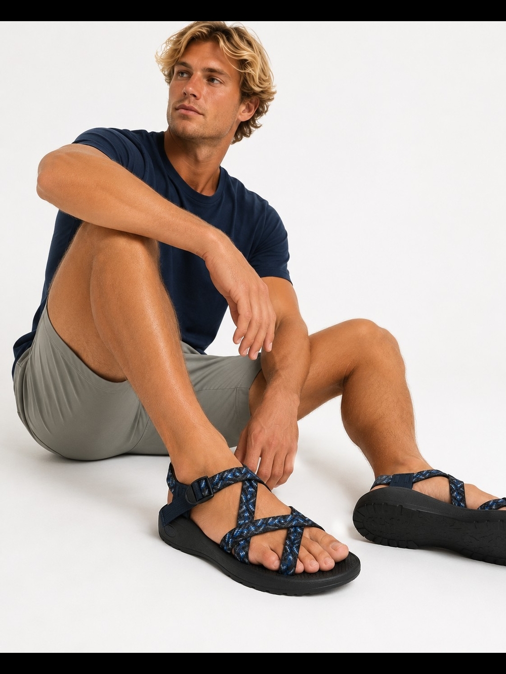 Chaco Z/Cloud Sport Sandals Men Size 14 Chaco Men's Navy Patterned Strap Sandals